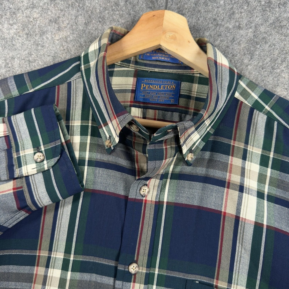 Pendleton Sir Pendleton Shirt Mens Large Blue Plaid Wool Button Down Long Sleeve